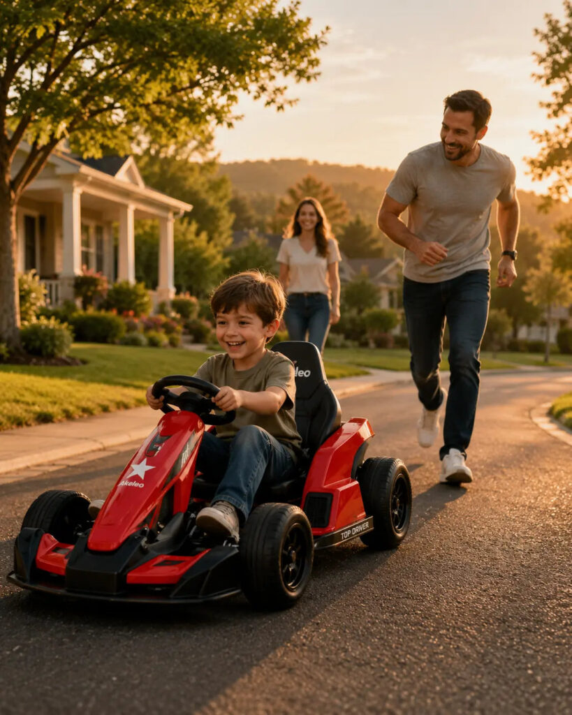 kids electric drift kart family outdoor fun